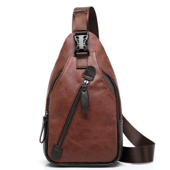 Zanza Bags Leather Chest Backpack Shoulder Pocket Pack Cross Body